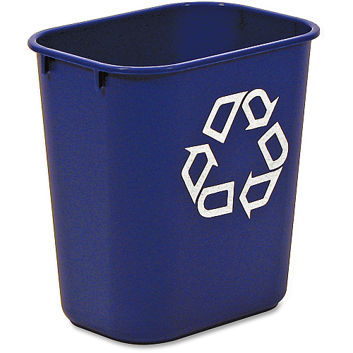 Rubbermaid Commercial Deskside Recycling Container, Small, 13.63 qt, Plastic, Blue (295573BE)