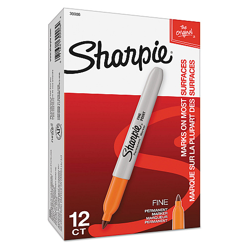 Sharpie Fine Tip Permanent Marker, Fine Bullet Tip, Orange, Dozen (30006)
