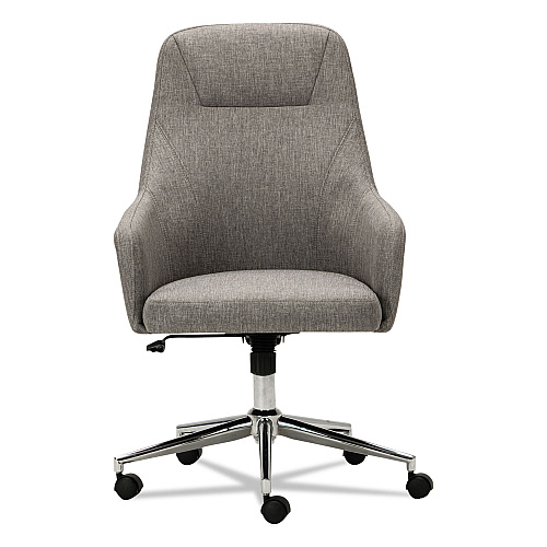 Alera Captain Series High-Back Chair, Supports Up to 275 lb, 17.1" to 20.1" Seat Height, Gray Tweed Seat/Back, Chrome Base (ALECS4151)