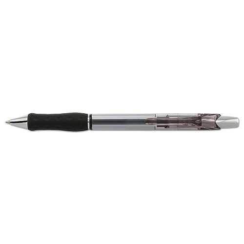 Pentel R.S.V.P. Super RT Ballpoint Pen, Retractable, Medium 0.7 mm, Black Ink, Clear/Black Barrel, Dozen (BX477A)