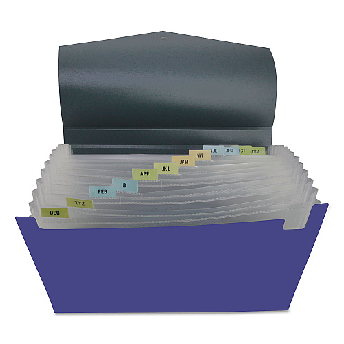 Universal Poly Expanding Files, 13 Sections, Cord/Hook Closure, 1/12-Cut Tabs, Letter Size, Metallic Blue/Steel Gray (UNV20531)