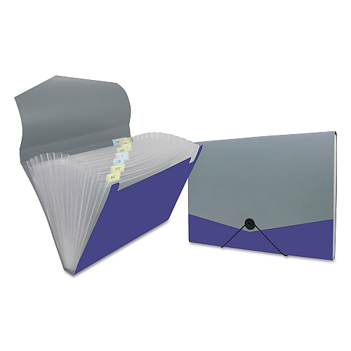 Universal Poly Expanding Files, 13 Sections, Cord/Hook Closure, 1/12-Cut Tabs, Letter Size, Metallic Blue/Steel Gray (UNV20531)