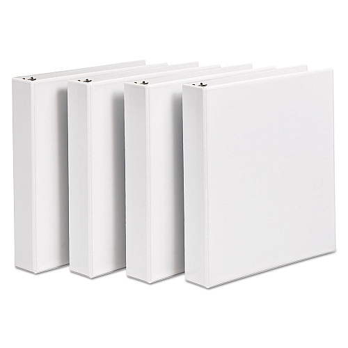 Avery Durable View Binder with DuraHinge and Slant Rings, 3 Rings, 1.5" Capacity, 11 x 8.5, White, 4/Pack (17576)