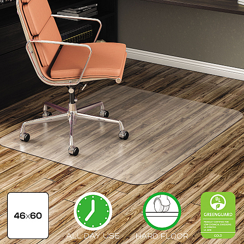 Alera All Day Use Non-Studded Chair Mat for Hard Floors, 46 x 60, Rectangular, Clear (ALEMAT4660HFR)
