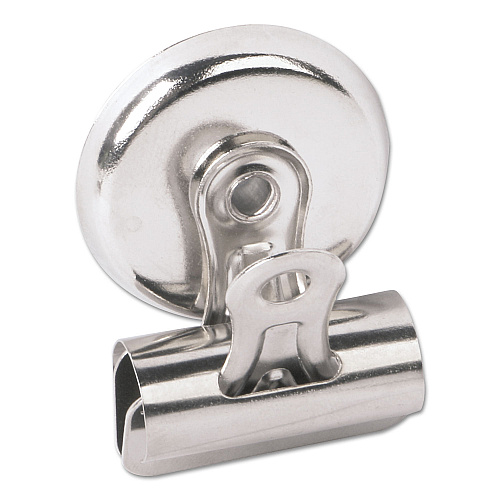 Universal Bulldog Magnetic Clips, Medium, Nickel, 12/Pack (UNV31261)