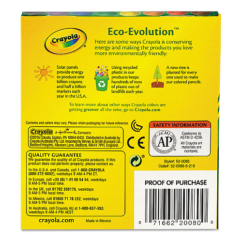Crayola Large Crayons, Tuck Box, 8 Colors/Box (520080)