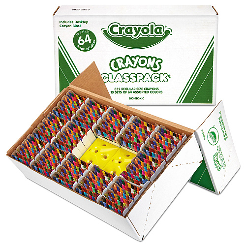 Crayola Classpack Regular Crayons, Assorted, 13 Caddies, 832/Box (528019)