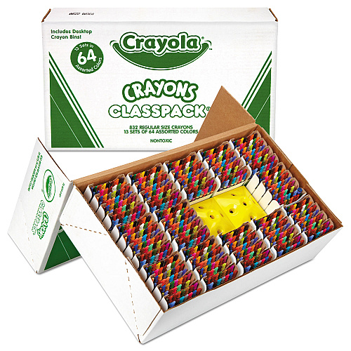 Crayola Classpack Regular Crayons, Assorted, 13 Caddies, 832/Box (528019)