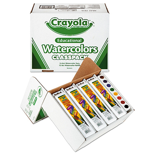 Crayola Watercolors, 8 Assorted Colors, Palette Tray, 36/Carton (538101)