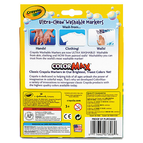 Crayola Ultra-Clean Washable Markers, Broad Bullet Tip, Assorted Colors, 8/Pack (587808)
