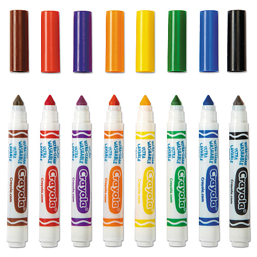 Crayola Ultra-Clean Washable Markers, Broad Bullet Tip, Assorted Colors, 8/Pack (587808)