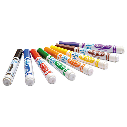 Crayola Ultra-Clean Washable Markers, Broad Bullet Tip, Assorted Colors, 8/Pack (587808)