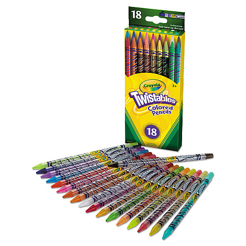 Crayola Twistables Colored Pencils, 2 mm, 2B, Assorted Lead and Barrel Colors, 18/Pack (687418)