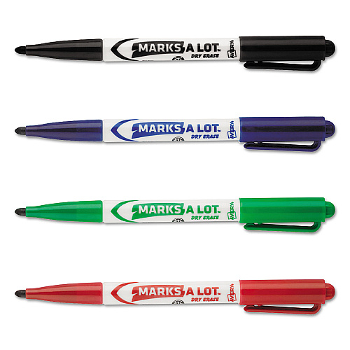 Avery MARKS A LOT Pen-Style Dry Erase Markers, Medium Bullet Tip, Assorted Colors, 4/Set (24459)
