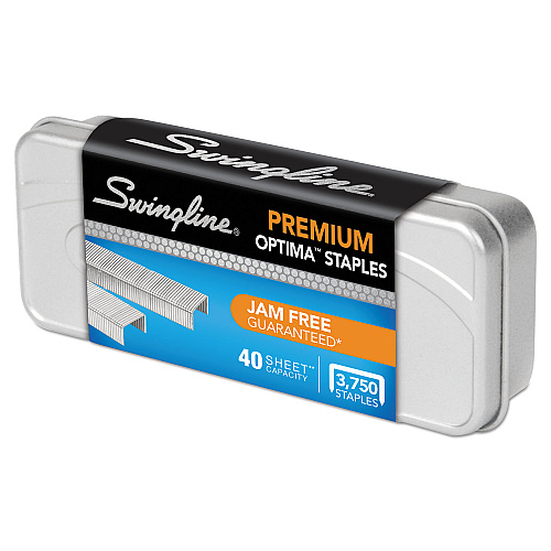 Swingline Optima Staples, 0.25" Leg, 0.5" Crown, Steel, 3,750/Pack (35556)