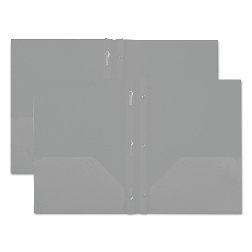 Universal Plastic Twin-Pocket Report Covers with Three-Prong Fastener, 11 x 8.5, White/White, 10/Pack (UNV20554)