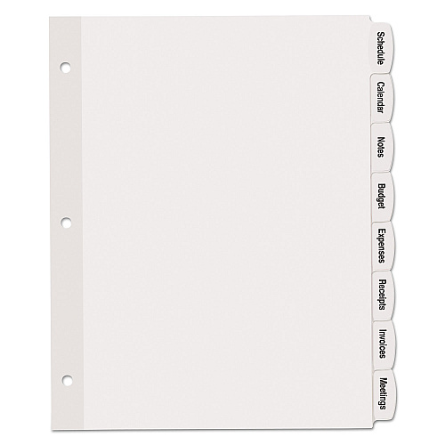 Avery Big Tab Printable White Label Tab Dividers, 8-Tab, 11 x 8.5, White, 20 Sets (14435)