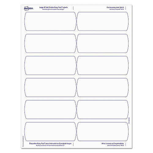Avery Big Tab Printable Large White Label Tab Dividers, 8-Tab, 11 x 8.5, White, 20 Sets (14441)