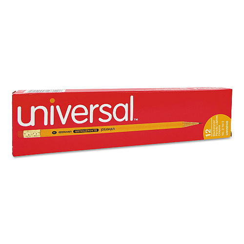 Universal Deluxe Blackstonian Pencil, HB (#2), Black Lead, Yellow Barrel, Dozen (UNV55520)
