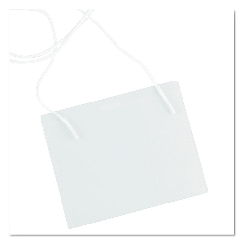 Universal Clear Badge Holders w/Neck Lanyards, 3 x 4, White Inserts, 100/Box (UNV56005)
