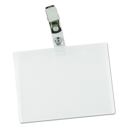 Universal Deluxe Clear Badge Holder w/Garment-Safe Clips, 2.25 x 3.5, White Insert, 50/Box (UNV56006)