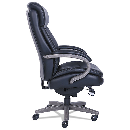 La-Z-Boy Woodbury Big/Tall Executive Chair, Supports Up to 400 lb, 20.25" to 23.25" Seat Height, Black Seat/Back, Weathered Gray Base (48961A)