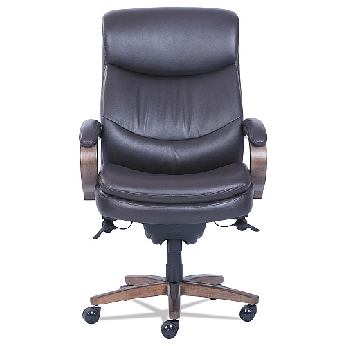 La-Z-Boy Woodbury Big/Tall Executive Chair, Supports Up to 400 lb, 20.25" to 23.25" Seat Height, Brown Seat/Back, Weathered Sand Base (48961B)