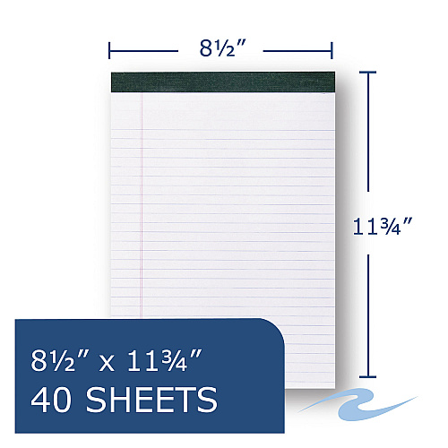Roaring Spring Recycled Legal Pad, Wide/Legal Rule, 40 White 8.5 x 11 Sheets, Dozen (74713)
