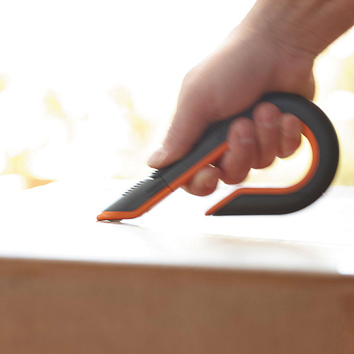 slice Box Cutters, Double Sided, Replaceable, 1.29" Carbon Steel Blade, 7" Nylon Handle, Gray/Orange (10400)