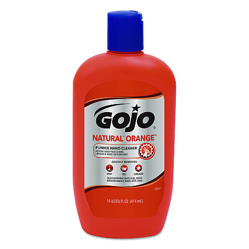 GOJO NATURAL ORANGE Pumice Hand Cleaner, Citrus Scent, 14 oz, 12/Carton (095712CT)