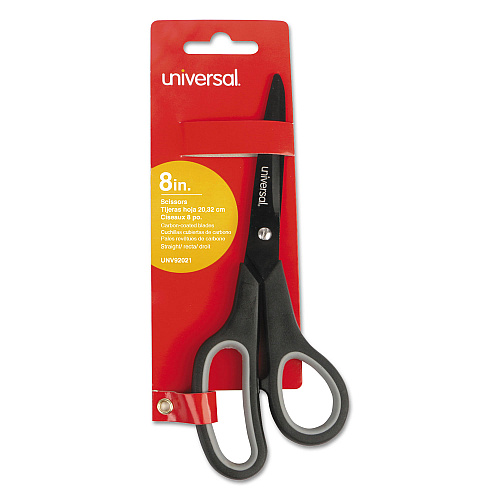 Universal Industrial Carbon Blade Scissors, 8" Long, 3.5" Cut Length, Offset Black/Gray Handle (UNV92021)