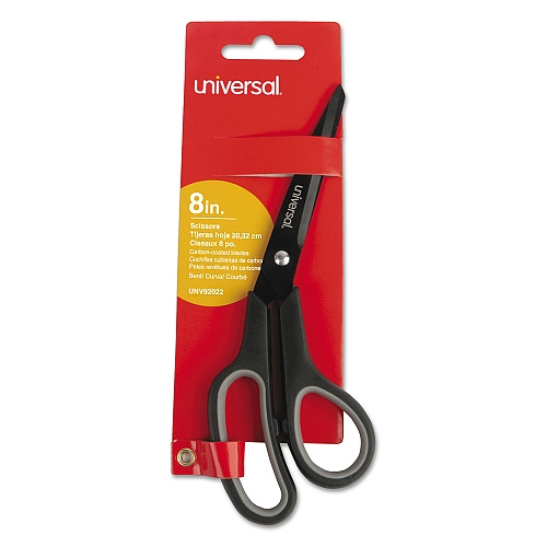 Universal Industrial Carbon Blade Scissors, 8" Long, 3.5" Cut Length, Crane-Style Black/Gray Handle (UNV92022)