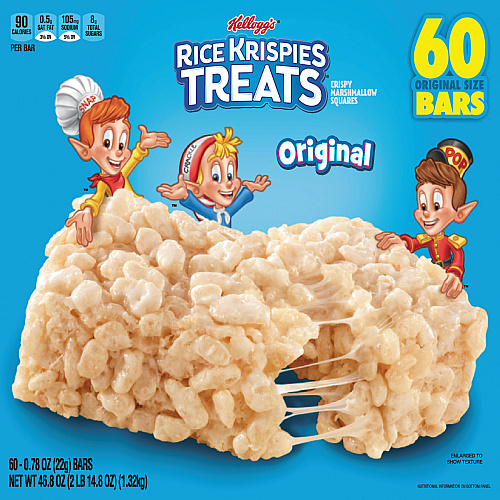 Kellogg's Rice Krispies Treats, Original Marshmallow, 0.78 oz Pack, 60/Carton (17120)