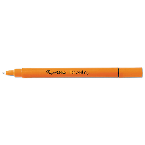 Paper Mate Handwriting Triangular Plastic Point Pen, 0.7mm, Black Ink, Orange Barrel, 24/Pack (2021788)