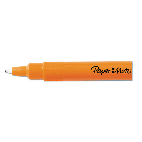 Paper Mate Handwriting Triangular Plastic Point Pen, 0.7mm, Black Ink, Orange Barrel, 24/Pack (2021788)