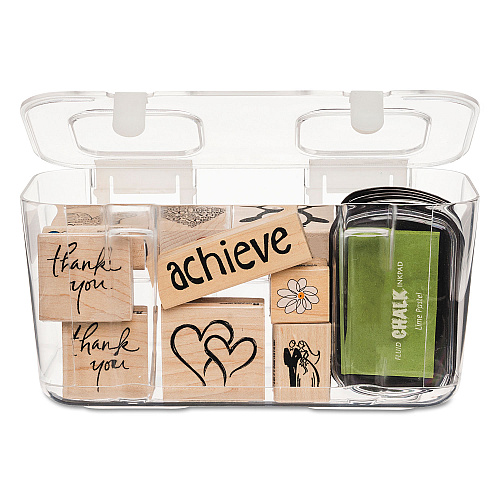 Deflecto Stackable Caddy Organizer, Medium, Plastic, 8.8 x 4 x 4.38, White (29201CR)