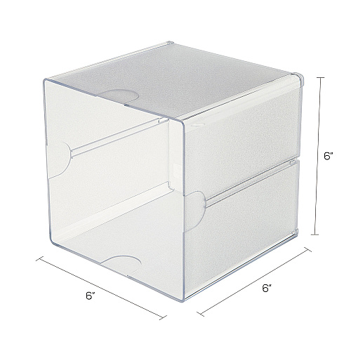 Deflecto Stackable Cube Organizer, 1 Compartment, 6 x 6 x 6, Plastic, Clear (350401)