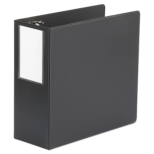 Universal Deluxe Non-View D-Ring Binder with Label Holder, 3 Rings, 5" Capacity, 11 x 8.5, Black (UNV20714)