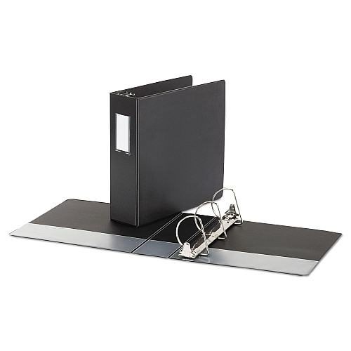 Universal Deluxe Non-View D-Ring Binder with Label Holder, 3 Rings, 3" Capacity, 11 x 8.5, Black (UNV20791)