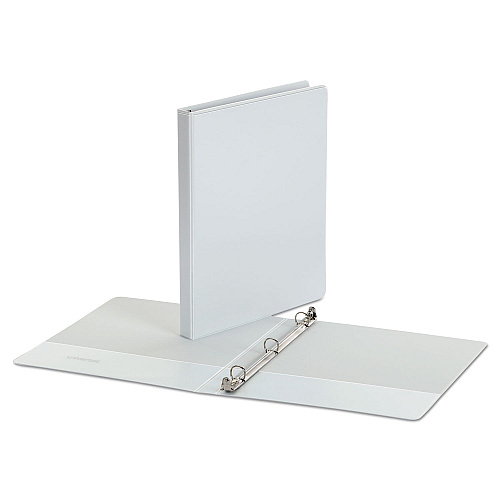 Universal Economy Round Ring View Binder, 3 Rings, 0.5" Capacity, 11 x 8.5, White (UNV20952)