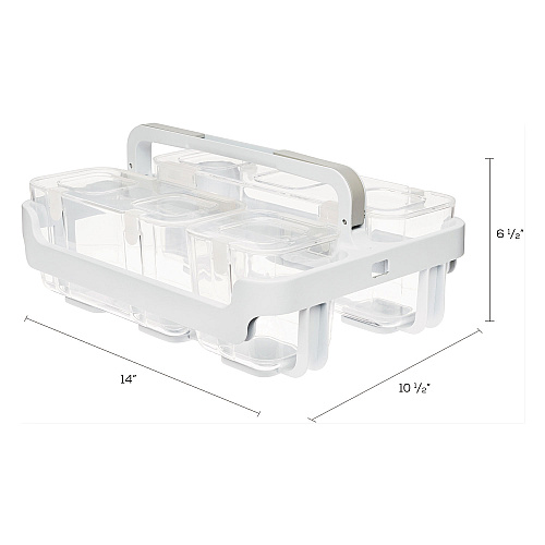 Deflecto Stackable Caddy Organizer with S, M and L Containers, Plastic, 10.5 x 14 x 6.5, White Caddy/Clear Containers (29003)