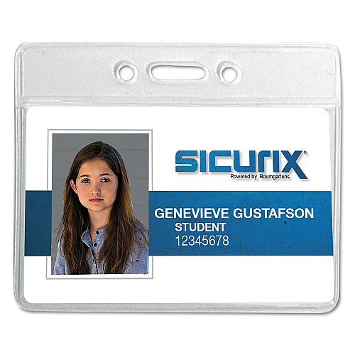 SICURIX Badge Holder, Horizontal, 2.13 x 3.38, Clear, 12/Pack (67810)