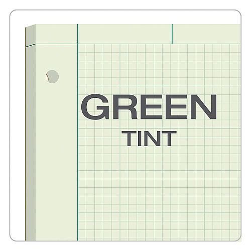 TOPS Engineering Computation Pads, Cross-Section Quad Rule (5 sq/in, 1 sq/in), Black/Green Cover, 100 Green-Tint 8.5 x 11 Sheets (35510)