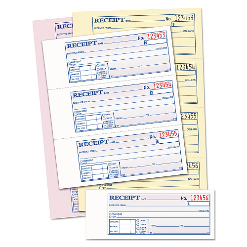 TOPS Money and Rent Receipt Book, Account + Payment Sections, Three-Part Carbonless, 7.13 x 2.75, 4 Forms/Sheet, 100 Forms Total (46808)
