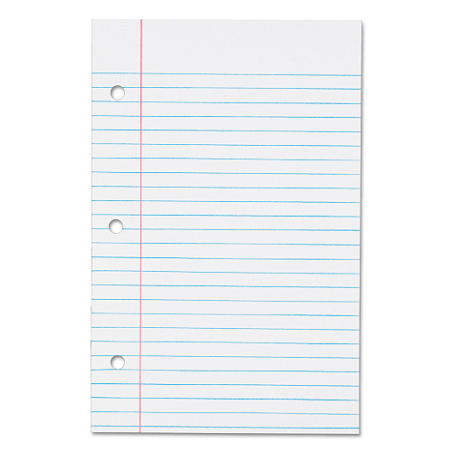 TOPS Filler Paper, 3-Hole, 5.5 x 8.5, Medium/College Rule, 100/Pack (62304)