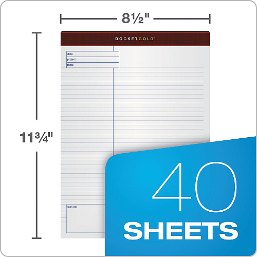 TOPS Docket Gold Planning Pads, Project-Management Format, Quadrille Rule (4 sq/in), 40 White 8.5 x 11.75 Sheets, 4/Pack (77102)