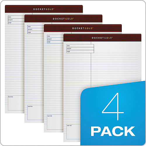 TOPS Docket Gold Planning Pads, Project-Management Format, Quadrille Rule (4 sq/in), 40 White 8.5 x 11.75 Sheets, 4/Pack (77102)