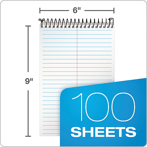 TOPS Docket Gold Steno Pads, Gregg Rule, Frosted White Cover, 100 White (Heavyweight 20 lb Bond) 6 x 9 Sheets (99708)