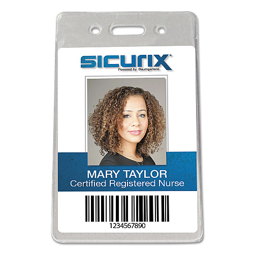 Sicurix Proximity Badge Holder, Vertical, 2 1/2w x 4 1/2h, Clear, 50/Pack (47820)