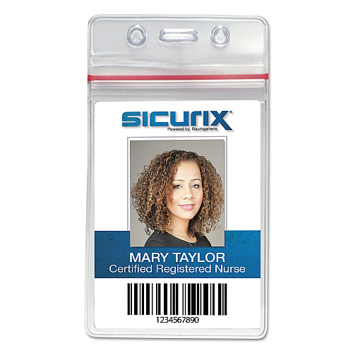 SICURIX Sealable Cardholder, Vertical, 2.62 x 3.75, Clear, 50/Pack (47840)